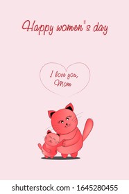cute cat mom and son womens day