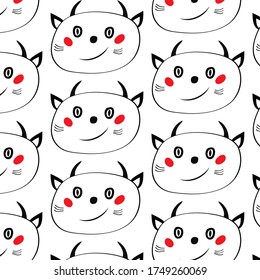 cute cat  monster face pattern  cartoon   design for art and print  vector eps.10