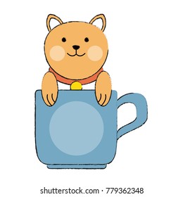 Cute cat in mug cartoon