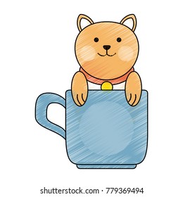Cute cat in mug cartoon