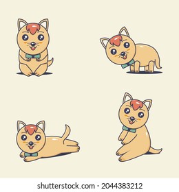 Cute cat with multiple poses