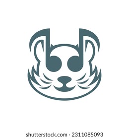 Ilustración del icono del vector de música de gato. diseño de logotipo simple y abstracto de música de símbolos y gato