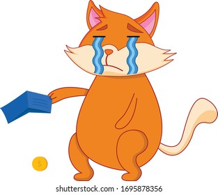cute cat with no money illustration