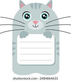 Cute cat notebook sticker and school label