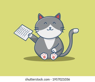 Cute Cat Notes. Animal Cartoon Flat Style Icon  Premium Vector