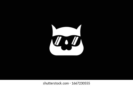 cute cat on black background