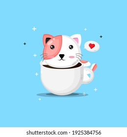 Cute cat on a coffee cup