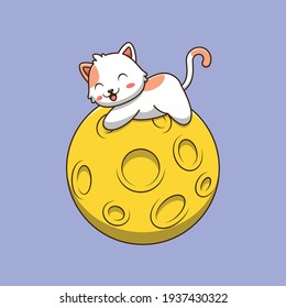 cute cat on the moon