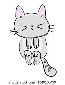 Cute cat on a white background illustration. Print design for baby textiles. Vector