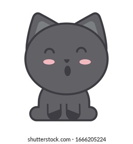 cute cat on white background, feline domestic vector illustration design