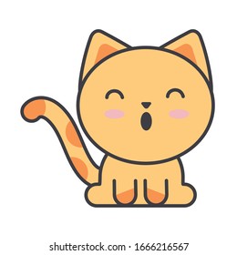 cute cat on white background, feline domestic vector illustration design