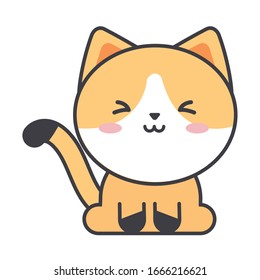 cute cat on white background, feline domestic vector illustration design