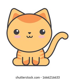 cute cat on white background, feline domestic vector illustration design