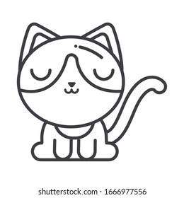 cute cat on white background, line style icon vector illustration design