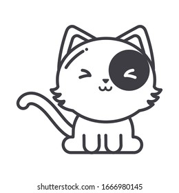 cute cat on white background, line style icon vector illustration design