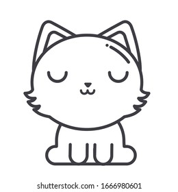 cute cat on white background, line style icon vector illustration design