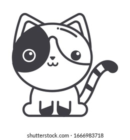 cute cat on white background, line style icon vector illustration design