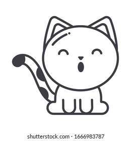 cute cat on white background, line style icon vector illustration design