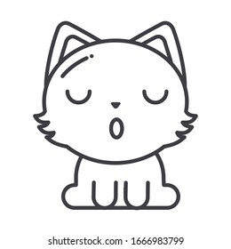 cute cat on white background, line style icon vector illustration design