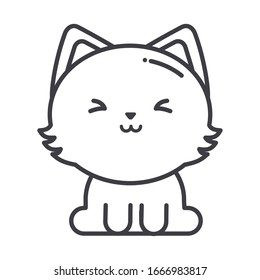cute cat on white background, line style icon vector illustration design