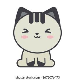 cute cat on white background, feline domestic vector illustration design