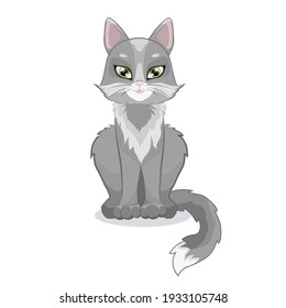 Cute cat on a white background. Cartoon illustration