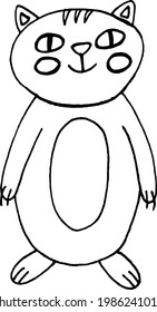 cute cat on a white background. Doodles. Can be used as a seal for stickers, covers. Print for textiles