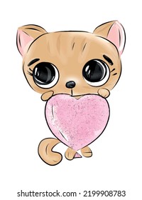 lindo gato en la ilustración de fondo blanco