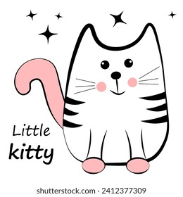Cute Cat on a white background. Doodle