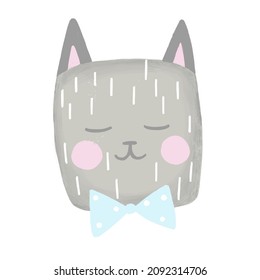 Un gato lindo con fondo blanco aislado