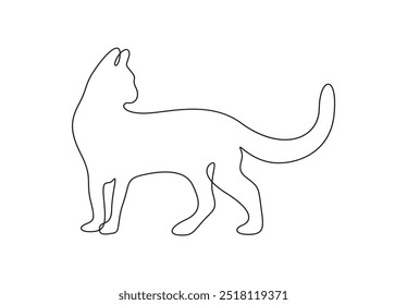Cute cat in one continuous line drawing vector illustration