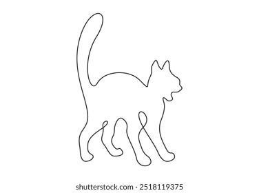 Cute cat in one continuous line drawing vector illustration