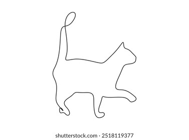 Cute cat in one continuous line drawing vector illustration
