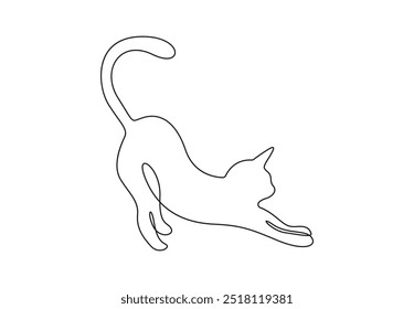 Cute cat in one continuous line drawing vector illustration