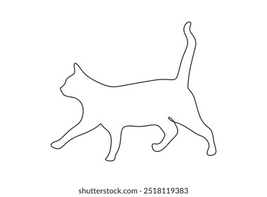 Cute cat in one continuous line drawing vector illustration