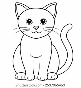 Cute Cat Outline Black and White Cat Clip Art for Coloring Pages and Kids Educational Materials
