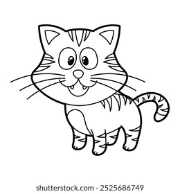 Cute Cat Outline Colouring Page for Kids