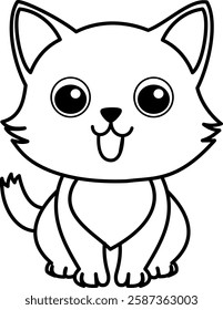 Cute cat outline for design coloring book for kids.