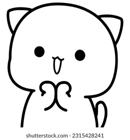 Cute cat. Outline drawing. Isolated white background. a cute