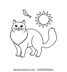 A cute cat outline drawing vector, stars and galaxies incorporated into its design