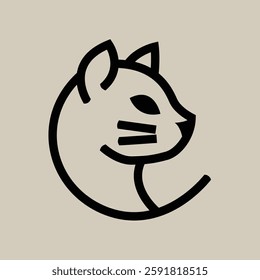 Cute Cat Outline Icon – Perfect for Pet Shop, Vet, and Animal Logo