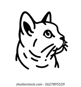 Cute Cat, Outline Illustration, Isolated Vector
