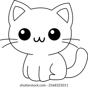 Cute cat outline so perfect for design coloring book for Kids.