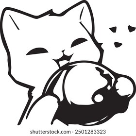 Cute cat outline silhouette vector