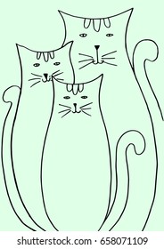 Cute Cat. Page for coloring book in doodle style with place for your text. Hand drawing. Sketchy Styled.