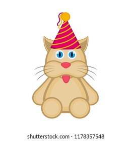 Cute cat with a party hat icon