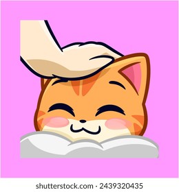 cute cat pat emotes sticker cartoon vector illustration