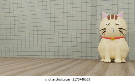 
Cute cat pattern 3d cartoon background sitting asleep