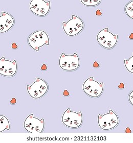 Cute cat pattern background vector illustration for fabric