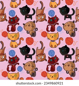 Cute cat pattern design. Perfect for party invitations, children’s-related projects, and kids’ product packaging
